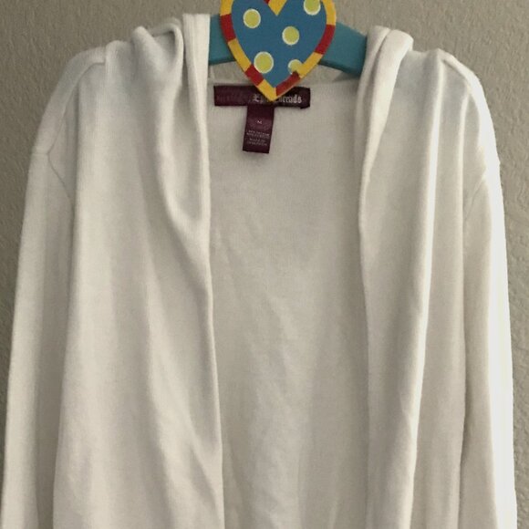 Epic Threads, Girls Size M White Knit Cardigan, Hooded - Picture 2 of 4